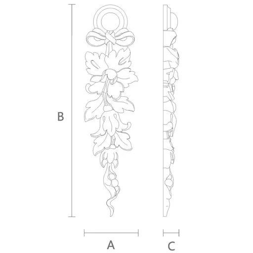 Right oak Floral Pendant Onlay with Ribbon